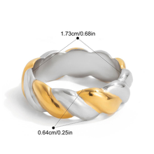 Load image into Gallery viewer, Zeli, bangle ring, 18 kt twisted two-tone stainless steel
