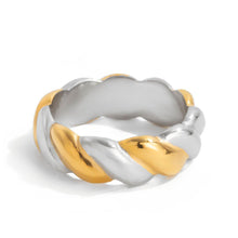 Load image into Gallery viewer, Zeli, bangle ring, 18 kt twisted two-tone stainless steel
