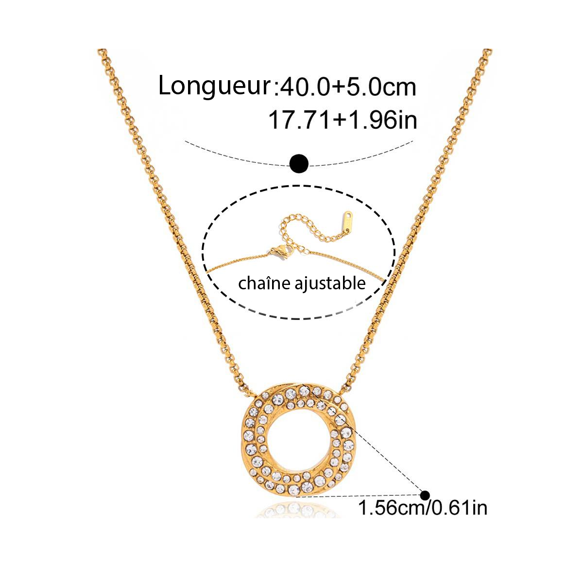 Capucine collier plaqué or 18 kt rond zircons