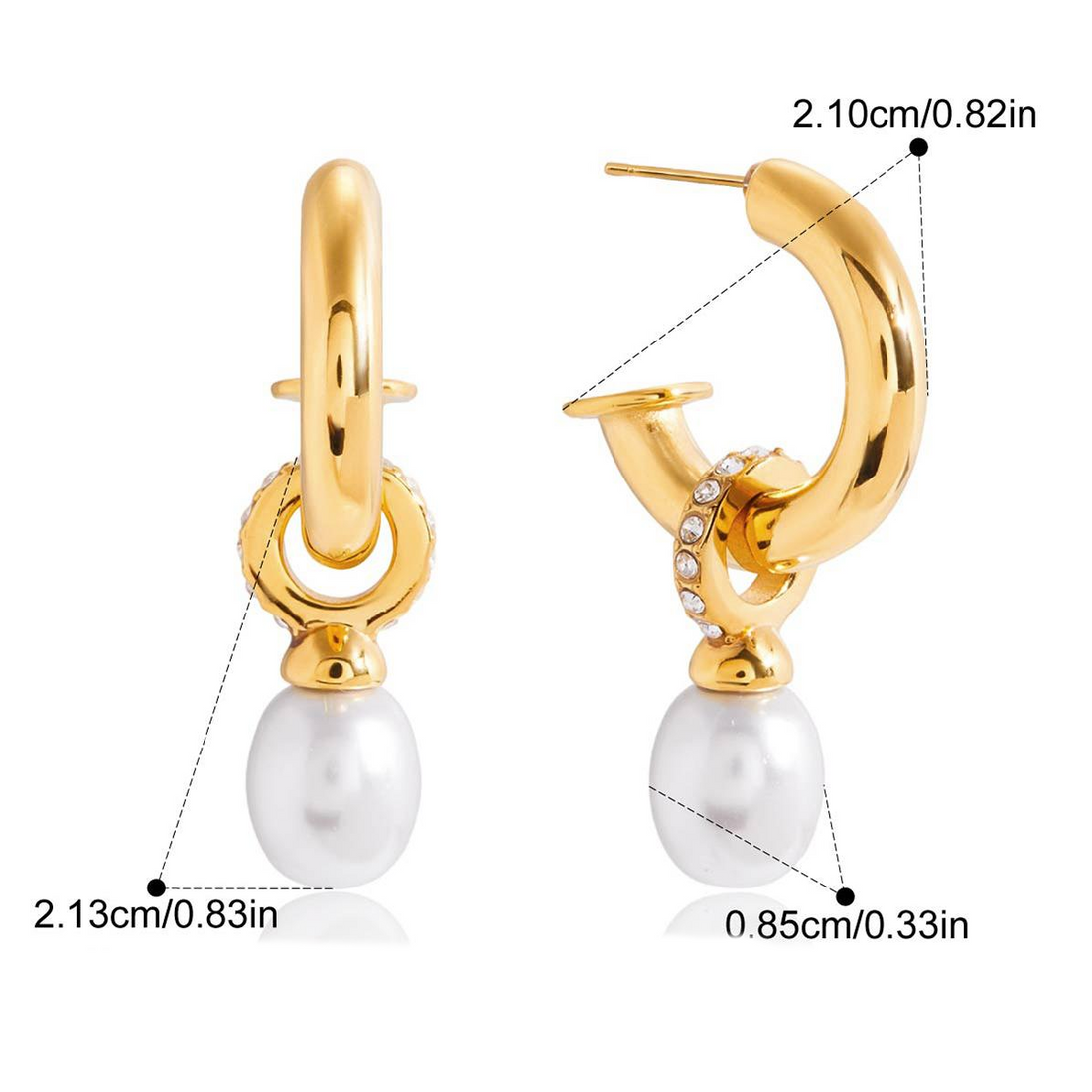 Lea boucles d'oreilles perle de verre pendant  avec zircons