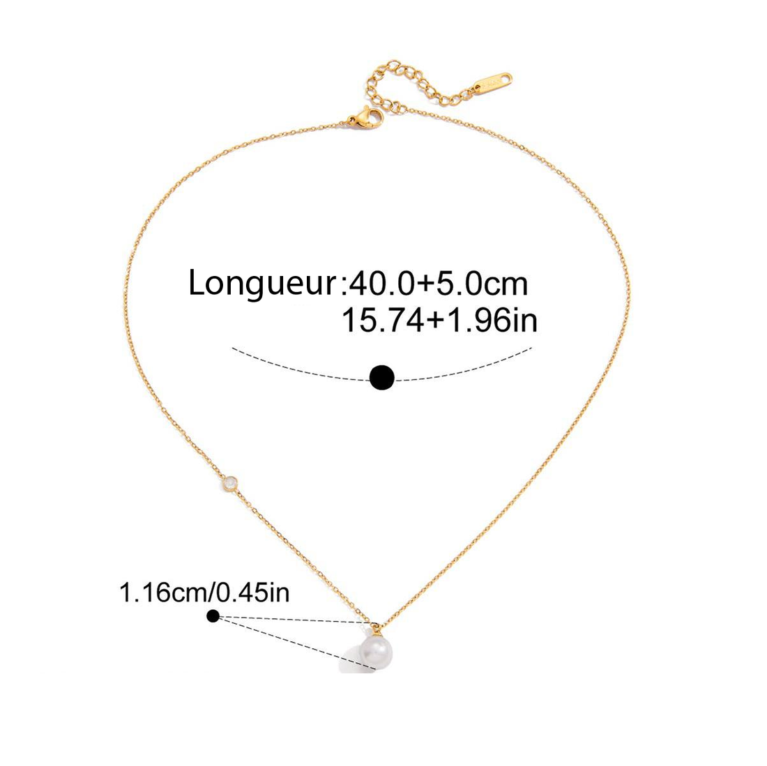 Elena, collier minimaliste avec perle de verre et zircon
