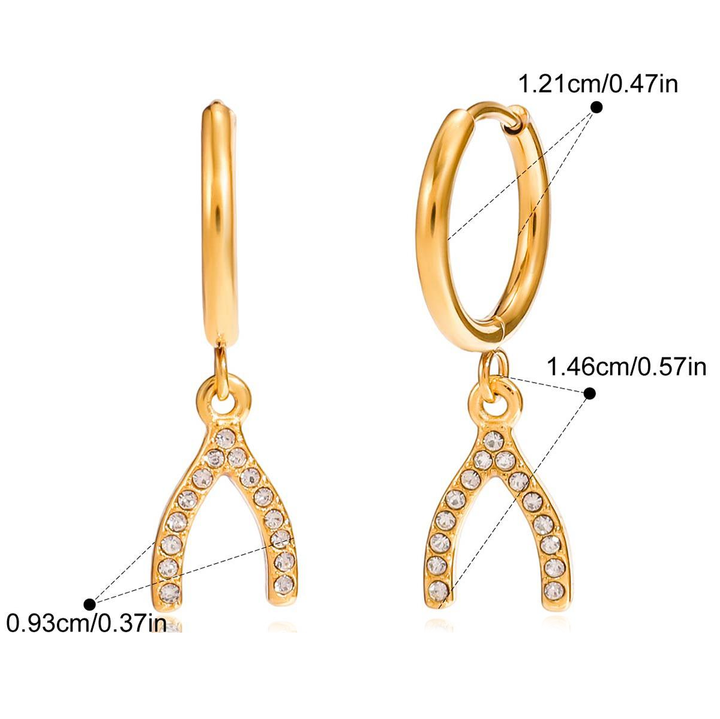 Chance, boucles d'oreilles  avec os porte bonheur zircons
