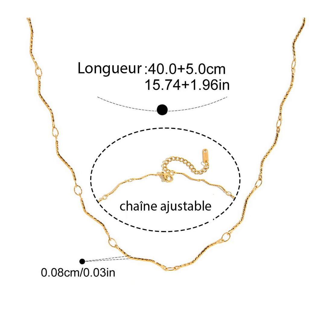 Sina, collier or chaine vague