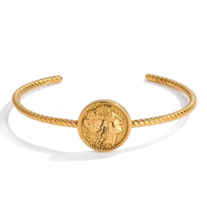 Olympe, bracelet plaqué or 18 kt, piece de monnais