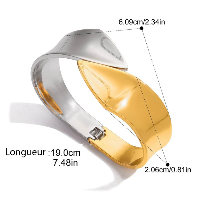 Cloé, bracelet solid  deux tons plaqué or 18 kt