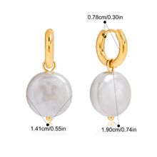 Load image into Gallery viewer, Eva flat glass pearl drop earrings
