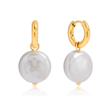 Load image into Gallery viewer, Eva flat glass pearl drop earrings
