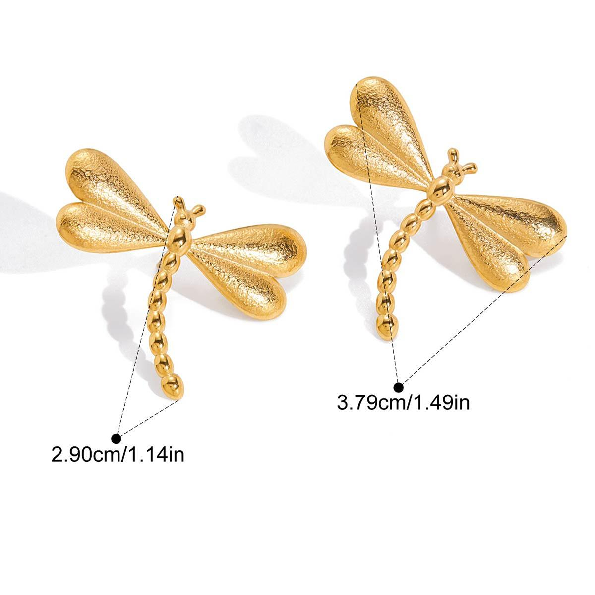 Libellule, boucles d'oreilles artistique fashion , finit or 18 carat