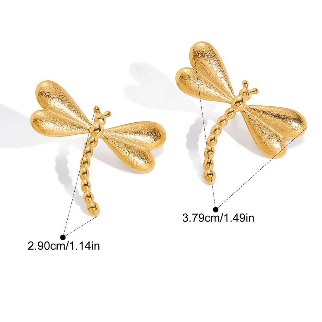 Libellule, boucles d'oreilles artistique fashion , finit or 18 carat