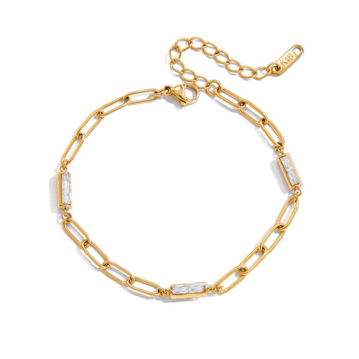 Pauline bracelet plaqué or 18 kt trois cristaux  rectangles blancs