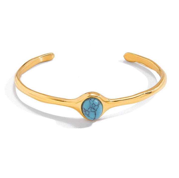 Naomi, bracelet solid plaqué or 18 kt pierre de verre  turquoise