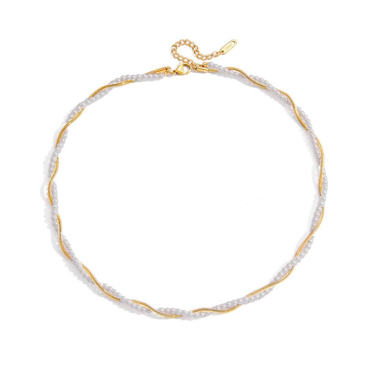Aurelie, collier chaine perle de verre et chaine serpentine