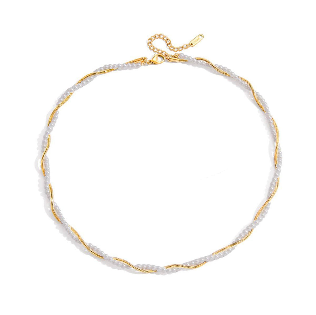 Aurelie, collier chaine perle de verre et chaine serpentine