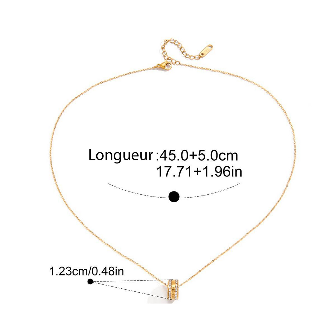 Launa, collier anneau or et zircon
