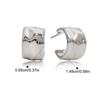 Load image into Gallery viewer, Margot, a small, trendy stainless steel creole hoop.
