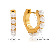 Load image into Gallery viewer, White round pearl hoop earrings
