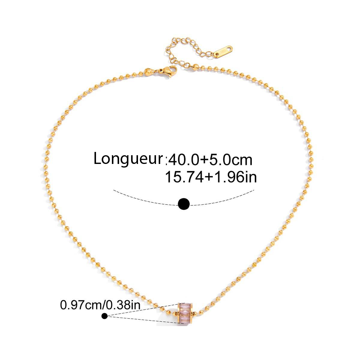Clara, collier pendentif bille rose zircon