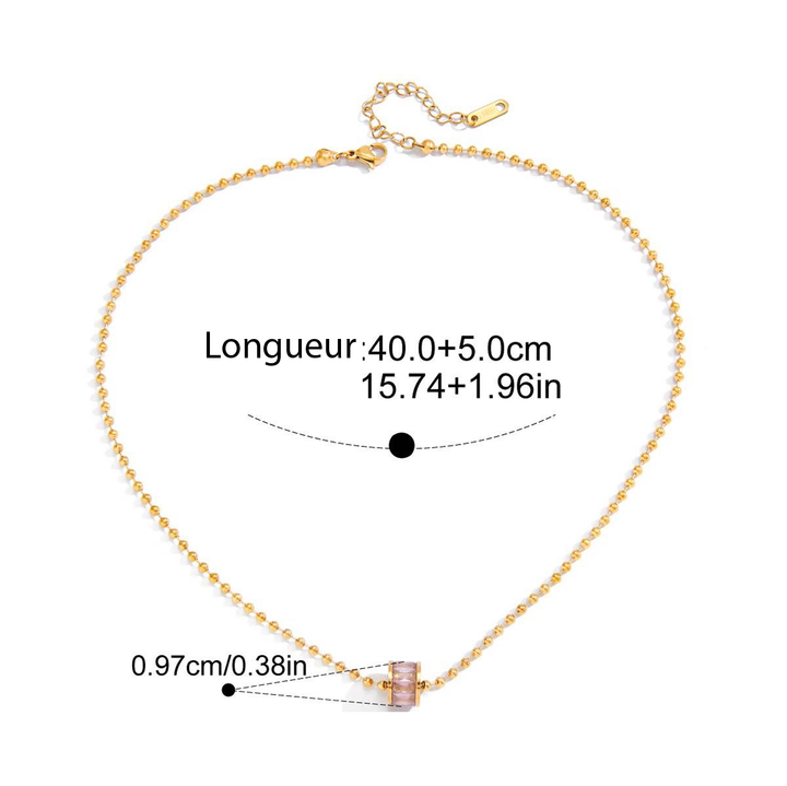 Clara, collier pendentif bille rose zircon