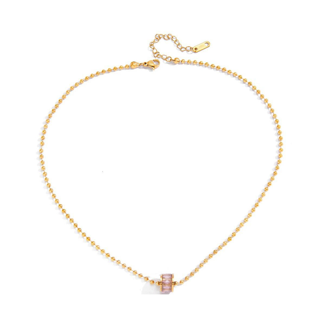 Clara, collier pendentif bille rose zircon