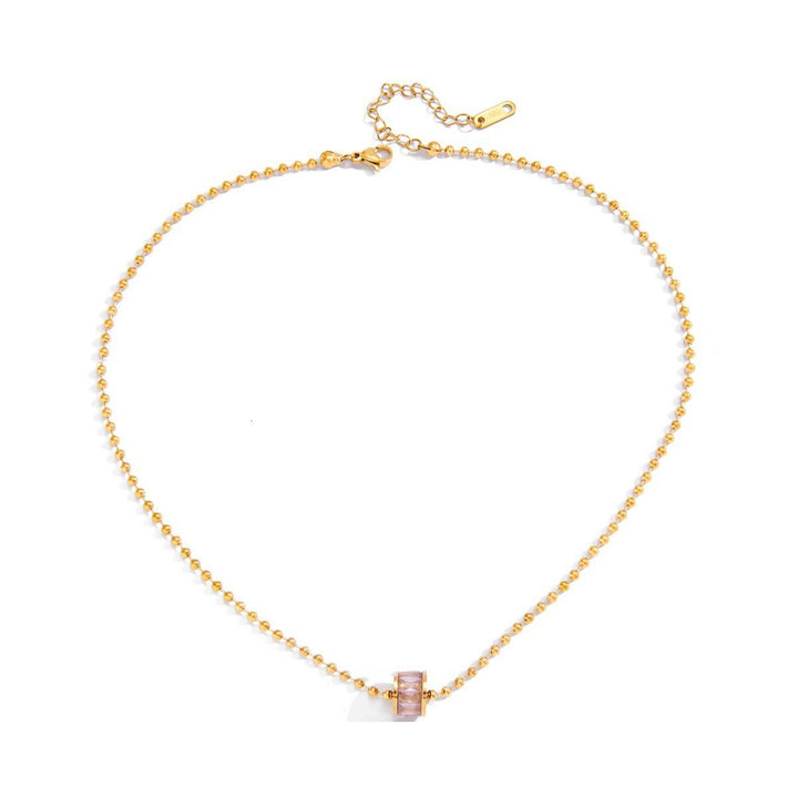 Clara, collier pendentif bille rose zircon