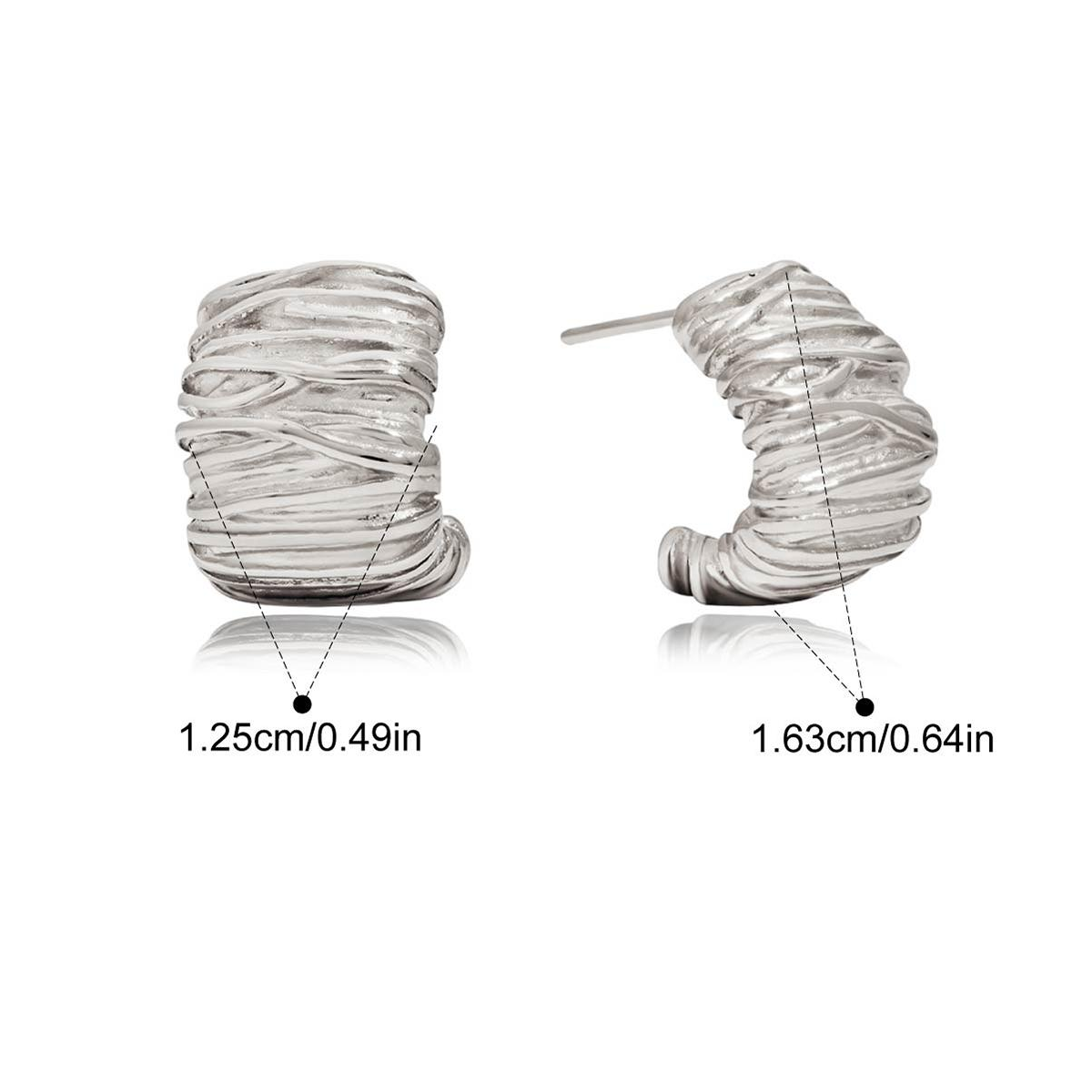 Leonie, boucles d'oreilles acier inoxydable , demie anneau striée