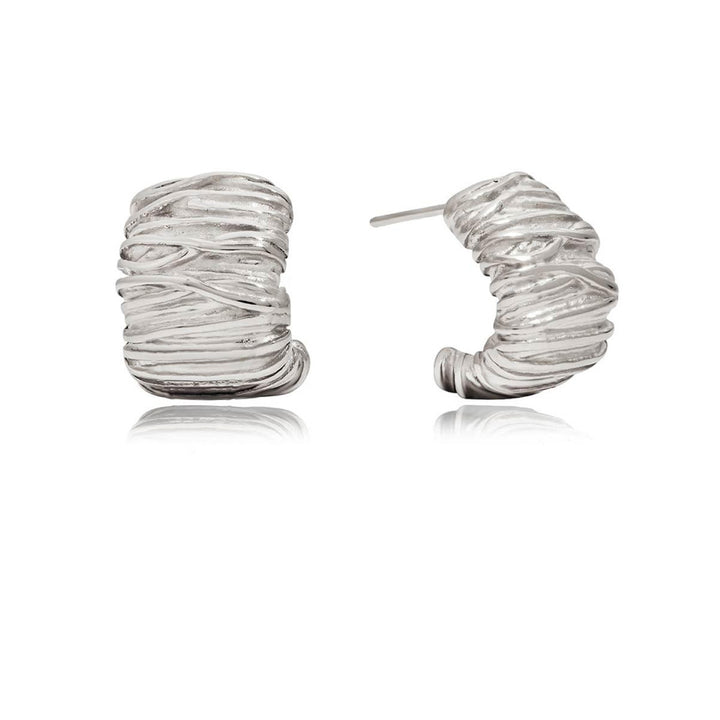 Leonie, boucles d'oreilles acier inoxydable , demie anneau striée