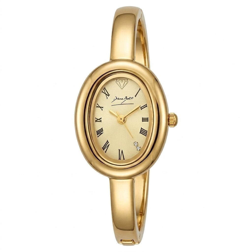 Montre ovale rétro finit or 18 carat
