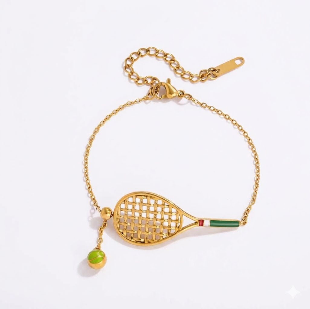 Carmen, bracelet raquette de tennis et balle