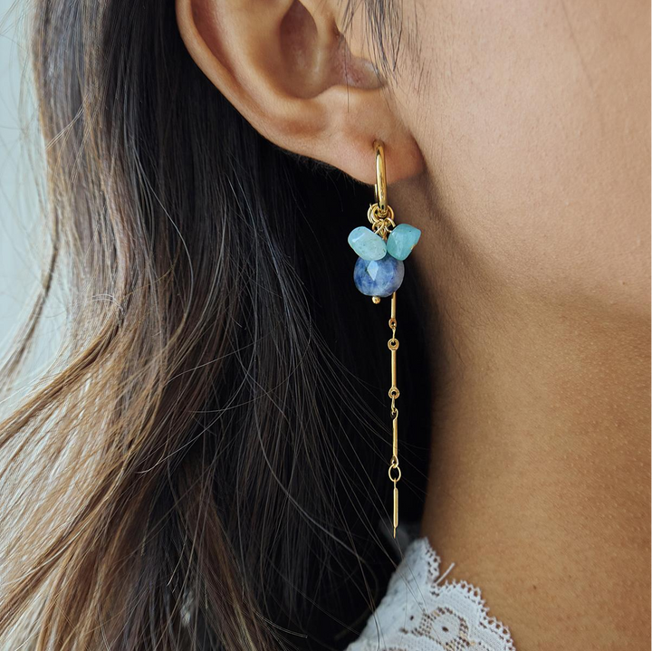 Alexia, anneaux doré 18 carat avec pierres naturel bleu vert