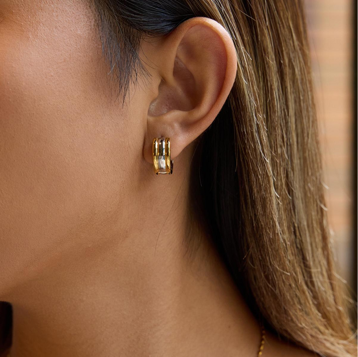 Emma boucles d'oreilles anneaux mini large deux tons