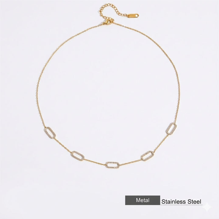 Yasmine, collier, chaine petits rectangle zircons