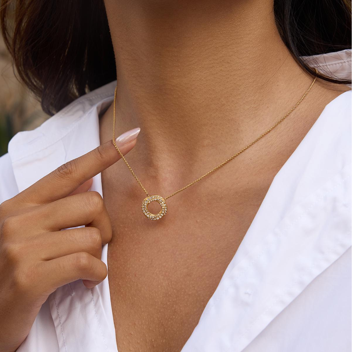Capucine collier plaqué or 18 kt rond zircons