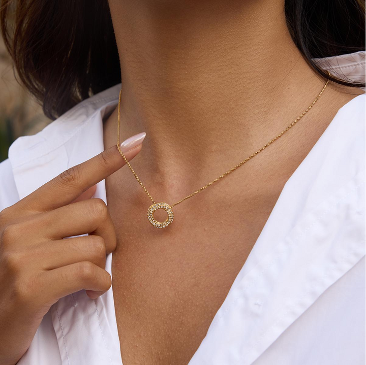 Capucine collier plaqué or 18 kt rond zircons