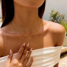 Load image into Gallery viewer, Yasmine, necklace, small rectangular zircon chain

