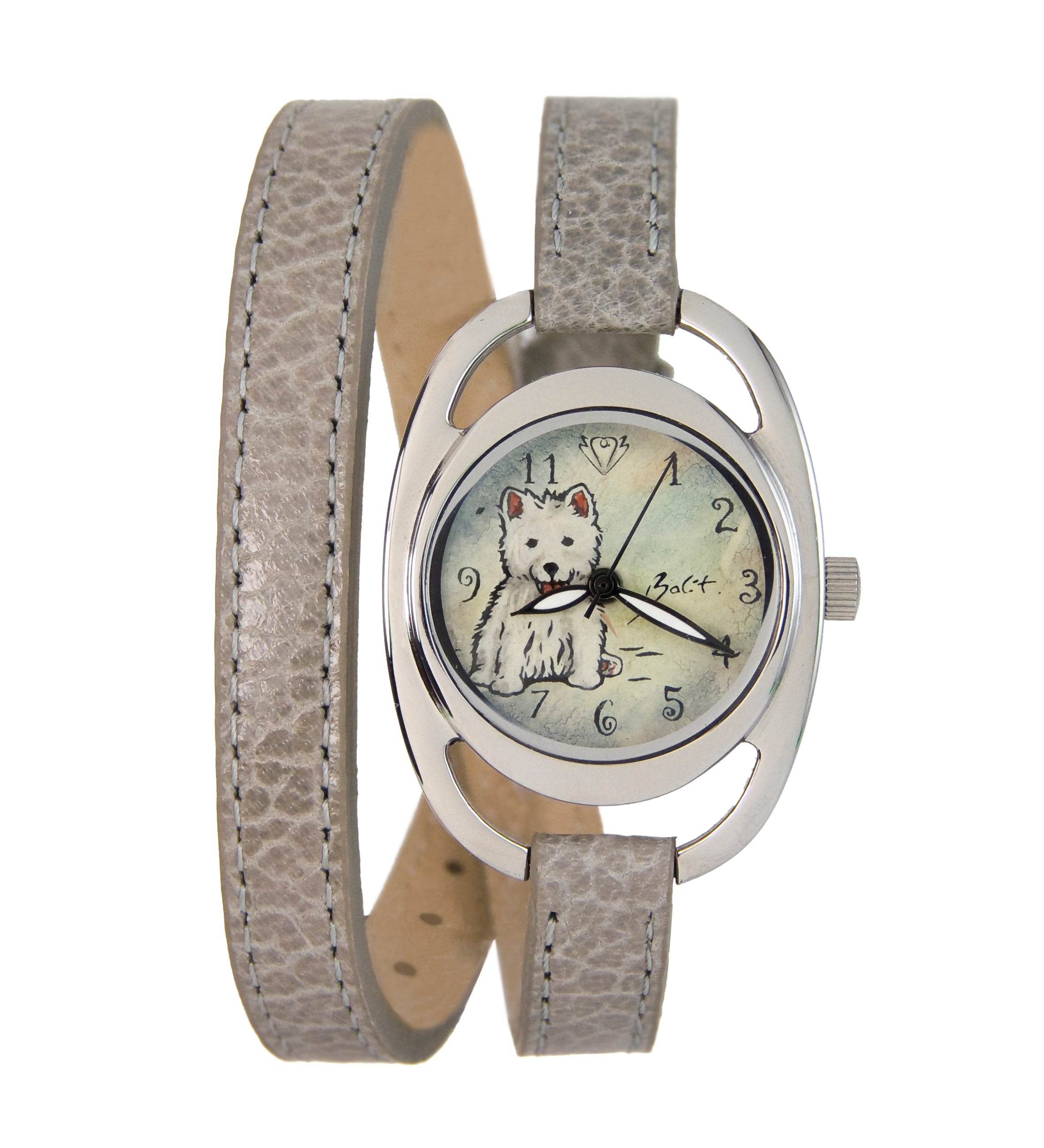 Trendy women's watch with double leather strap | LITTLE WHITE DOG
