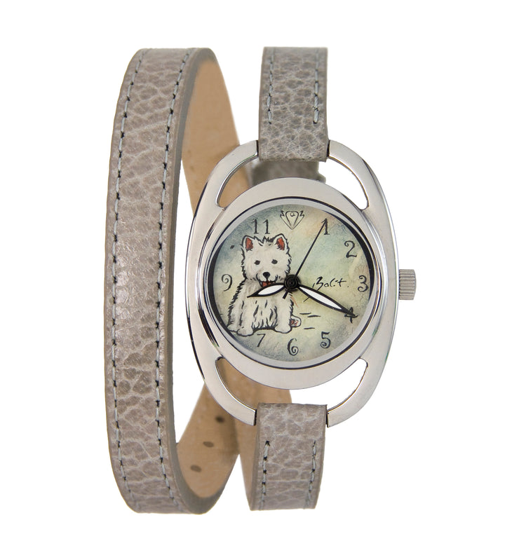 Trendy women's watch with double leather strap | LITTLE WHITE DOG