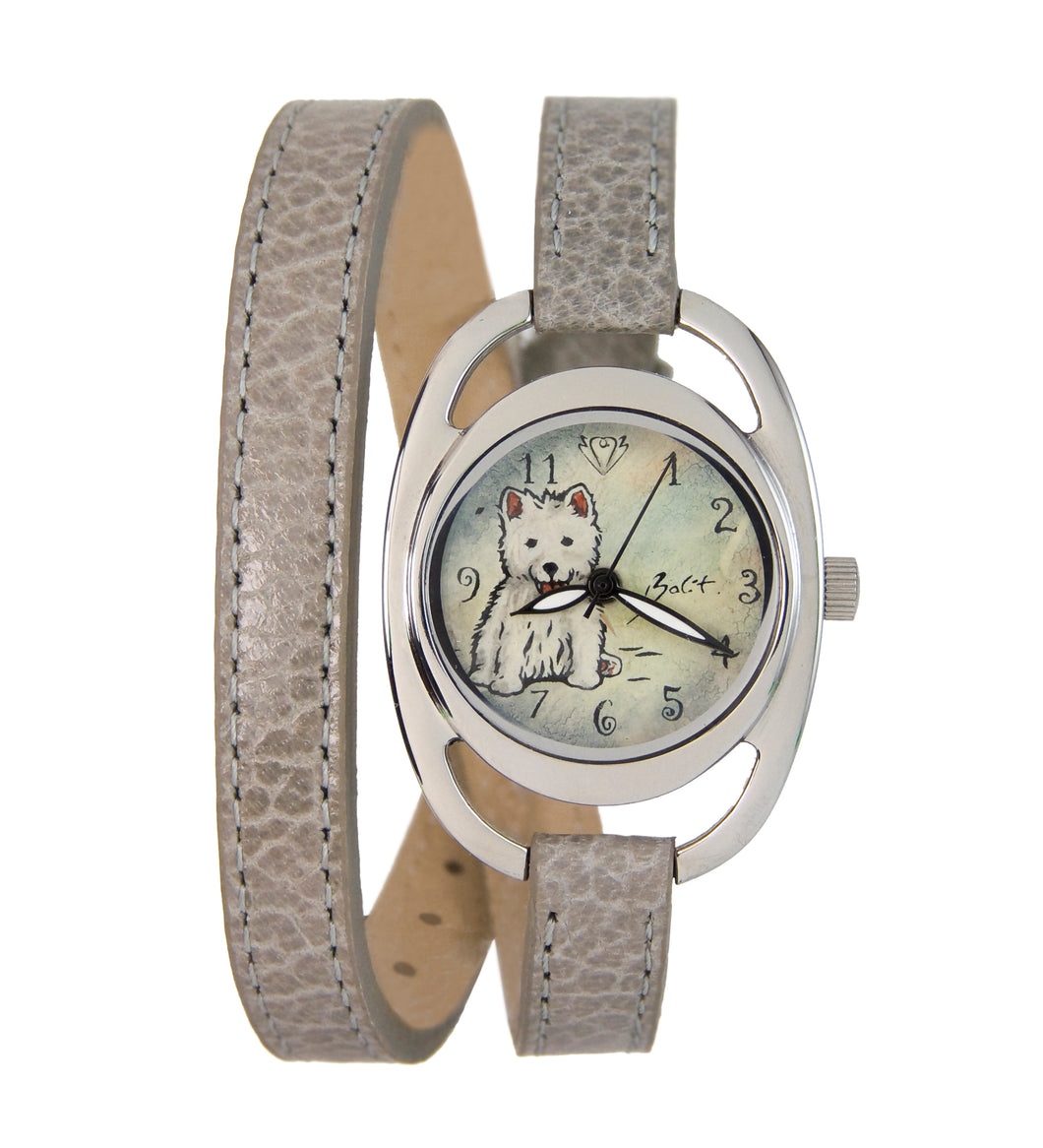 Montre femme tendance bracelet double en cuir PETIT CHIEN