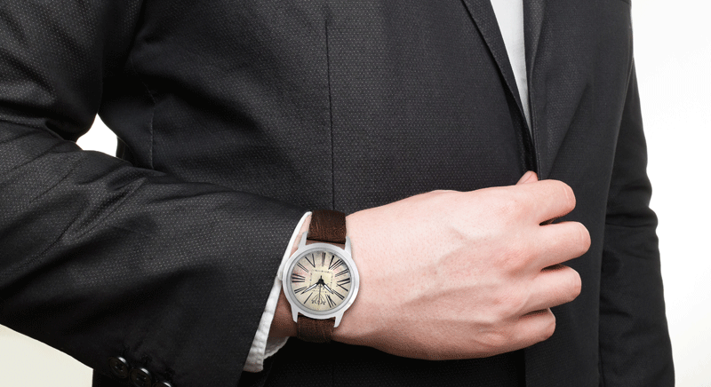 Men's trendy stainless steel watch with leather strap | NUMBERS