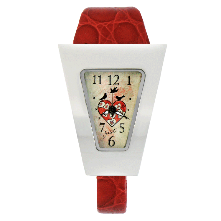 Stainless steel ladies watch with leather strap | BIRDS HEART