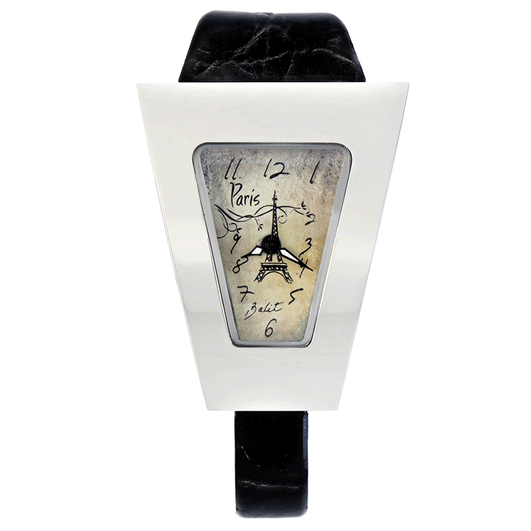 Artistic stainless steel watch with leather strap | EIFFEL TOWER