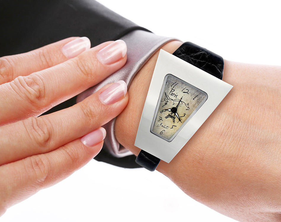 Artistic stainless steel watch with leather strap | EIFFEL TOWER