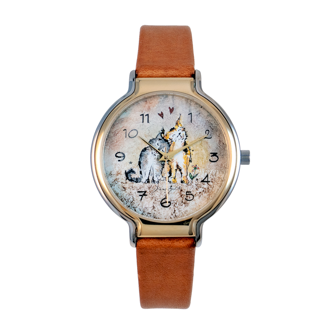 Montre femme tendance fini or et acier inoxydable/ CHATS INSÉPARABLES