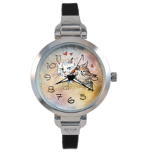 Load image into Gallery viewer, Handcrafted women&#39;s watch thin steel silicone strap | LOVING CATS
