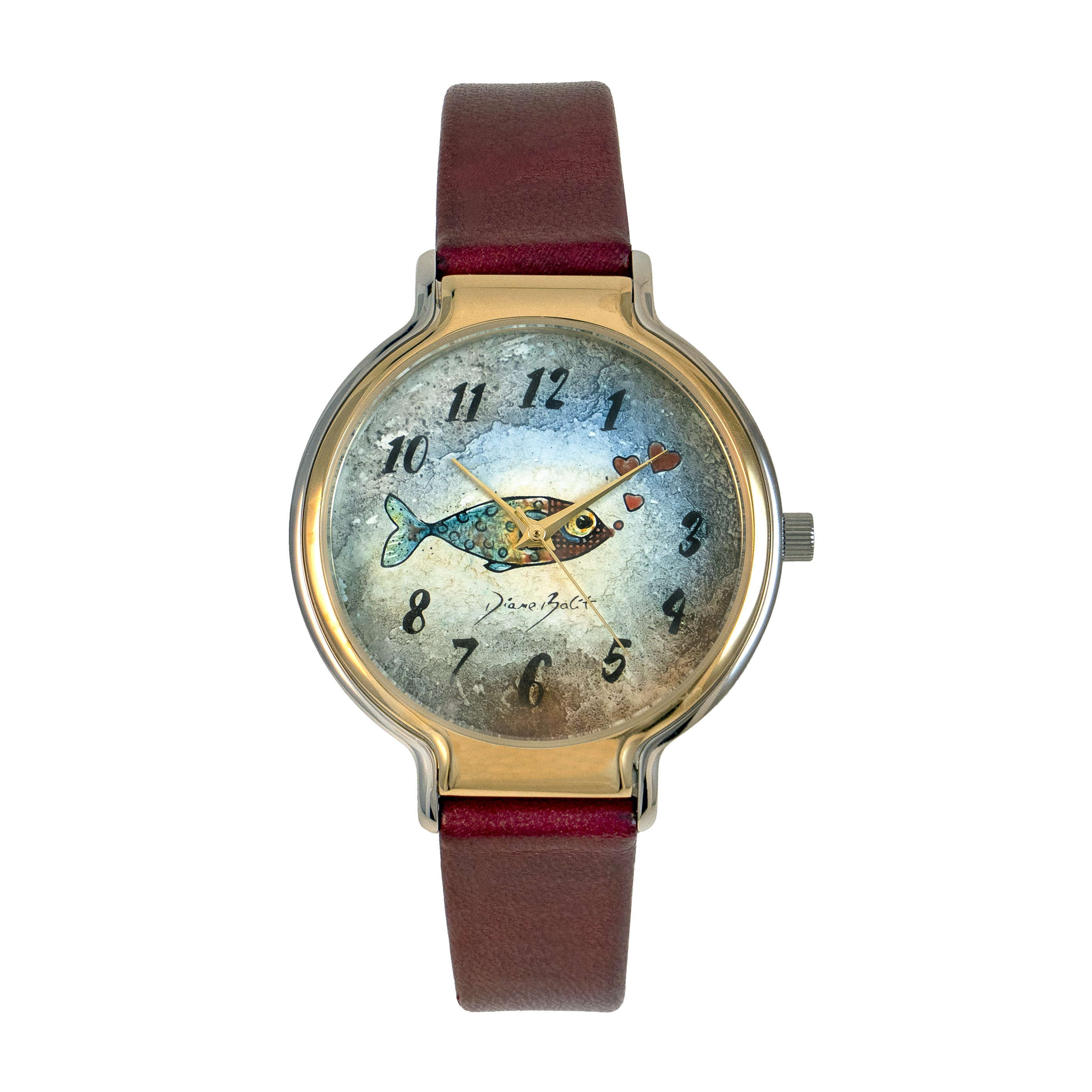 Montre femme tendance fini or rose et acier inoxydable/ POISSON COEURS