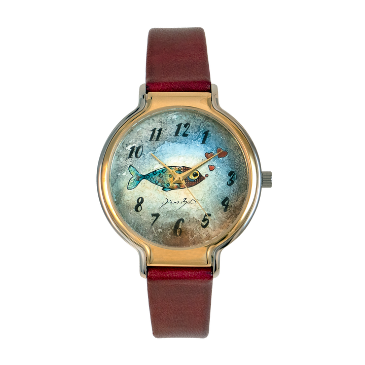 Montre femme tendance fini or rose et acier inoxydable/ POISSON COEURS