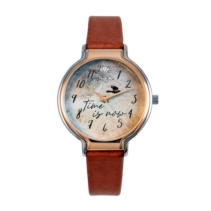 Montre femme tendance finit or rose et acier inoxydable/ TIME IS NOW