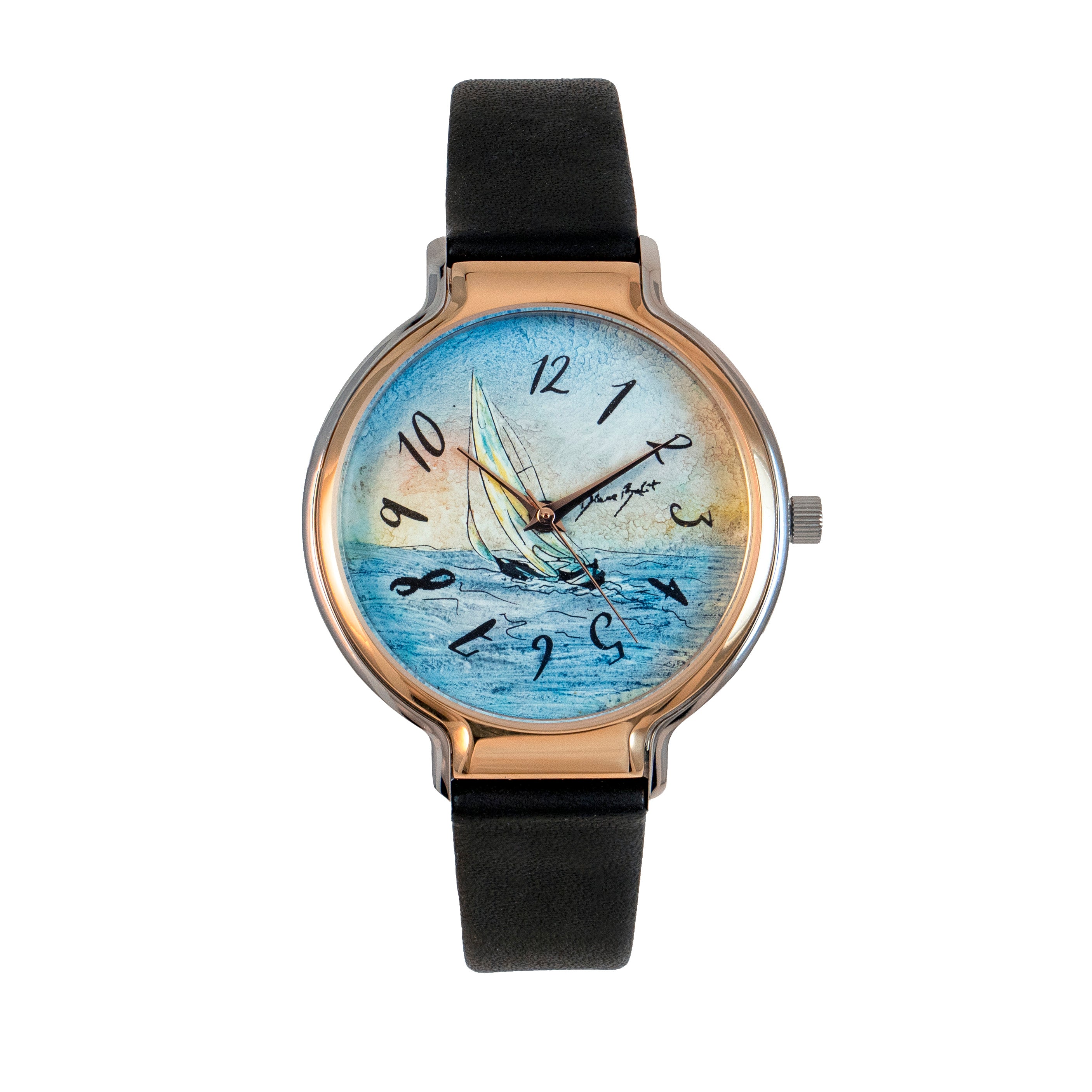 Trendy watch in rose gold and stainless steel/ SAILING BOAT