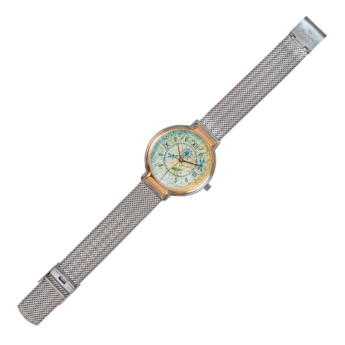 Montre tendance fini or  rose et acier inoxydable / LIBELLULES FLEUR