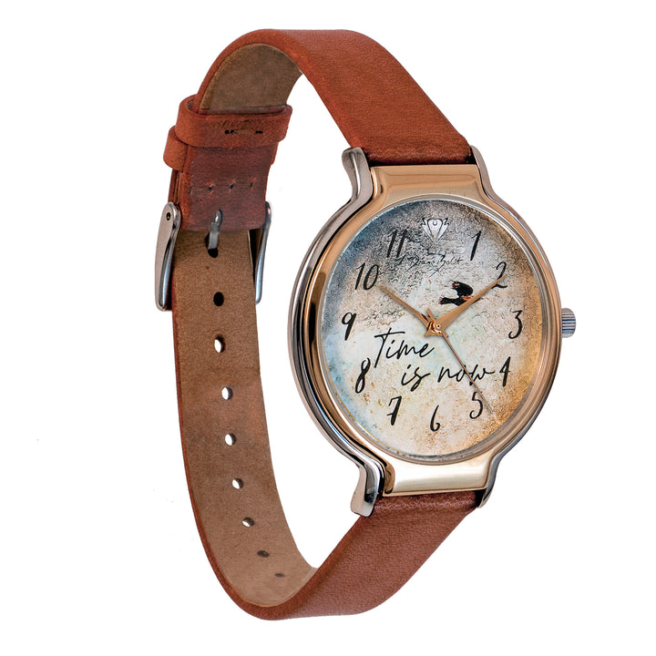 Montre femme tendance finit or rose et acier inoxydable/ TIME IS NOW