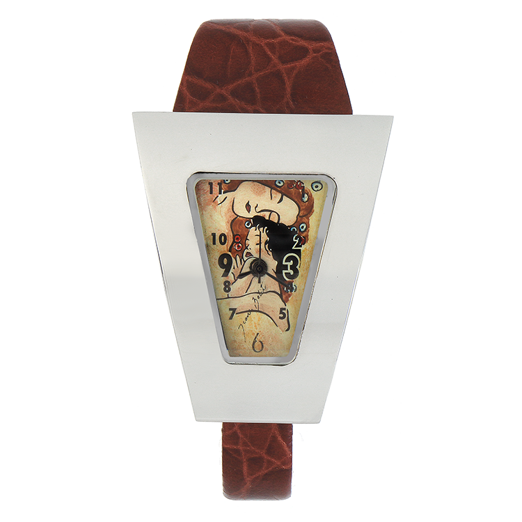 Artistic Stainless Steel Women's Watch with Leather Strap | KLIMT'S MOTHER AND CHILD